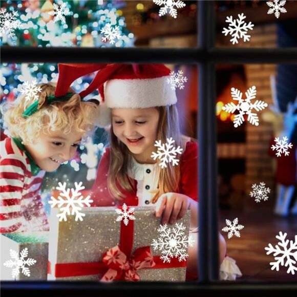 New 135Pcs Snowflake Window Clings, Static Christmas Decals for Holiday Decor‎ - Picture 2 of 7